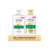 Pantene Güç ve Parlaklık Şampuan 800ml + Saç Kremi 500ml MEGA BOY