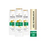 Pantene Pro-V Güç & Parlaklık Şampuan 400ml Zayıf ve Mat Saçlar için x 3 Adet
