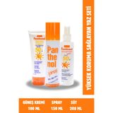 Panthenol Güneş Kremi 100 ml Güneş Sütü 200 ml Spray 150 ml Koruyucu Bakım Seti