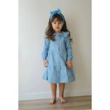 Pantulux Kız Çocuğu Denim Kıyafet Bebe Yakalı Düğmeli Tam Boy Kollu Denim KIYAFET-J3011-JLB-073 - 7 - 8 Yaş - Mavi