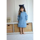 Pantulux Kız Çocuğu Denim Kıyafet Tam Boy Kollu Fırfır Yaka Detaylı Denim TASARIM-J3012-J-072 - 7 - 8 Yaş - Mavi