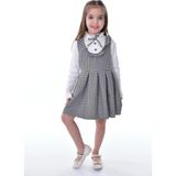 Pantulux Kız Çocuğu Kaz Ayağı Desenli Gömlekli Kıyafet Şık Günlük ve Özel Gün KOMBINI-6382-JLB-088 - 7 - 8 Yaş - Siyah
