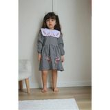 Pantulux Kız Çocuğu Pötikare Desenli Nakışlı Yakalı Kıyafet Şık Günlük ve Özel Gün TASARIMI-JLB-093 - 2 - 3 Yaş - Siyah
