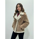 Paolo Framinco PF-078 Kuzu Derisi Cappuchıno Kürk Deri Ceket - 38 - Cappuccino