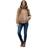 Paolo Framinco PF-2515 Gerçek Kuzu Derisi Perforeli Bayan Ceket - 38 - Camel