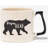 Papabear Babalar Günü Hediye Baskılı Siyah Kulplu Modern Seramik Kupa
