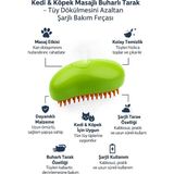 Papağanhane Buharlı Masajlı Kedi Köpek Tarağı – Şarjlı, Tüy Toplayan ve Dökülmeyi Azaltan Bakım Fırçası - Yeşil