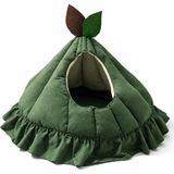 Papağanhane Premium Kedi Evi %100 Boncuk Elyaf Dolgulu Lüks Kapalı Kedi Yatağı 1. Sınıf Kumaş - Haki Yeşil - 35 x 50 cm