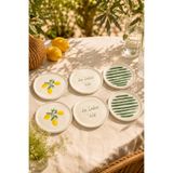 Papart Amalfi 6 Adet 16 cm Seramik Tatlı Tabağı Seti Akdeniz Esintili Limon Desenli Pasta ve Sunum Tabağı