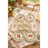 Papart Green Bon Appetit 10 Parça 4 Kişilik Stackable Seramik Kahvaltı Takımı Lüx Sunum Seti Tabağı