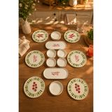 Papart Green Bon Appetit 14 Parça 6 Kişilik Stackable Seramik Kahvaltı Takımı Lüx Sunum Seti Tabağı