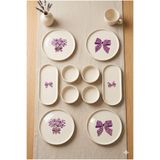 Papart Lila Gift 10 Parça Kahvaltı Takımı 4 Kişilik Seramik Sunum & Servis Tabağı Kase Seti