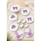 Papart Lila Gift 11 Parça 6 Kişilik Seramik Kahvaltı Takımı & Sunum Seti Lila Desenli Pasta Tabağı Seti