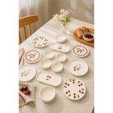 Papart Vita Cherry 14 Parça 6 Kişilik Stackable Kahvaltı Takımı - Lüx Kahvaltılık Sunum Seti Tabağı