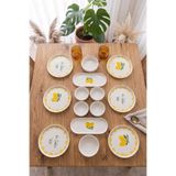 Papart Vita Lemony 14 Parça 6 Kişilik Stackable Seramik Tabak Seti Premium Sunum & Kahvaltı Takımı