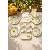Papart Yeşil Limon 10 Parça 4 Kişilik Handmade Stackable Seramik Tabak Seti Premium Sunum & Kahvaltı Takımı