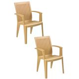 Papatya Alize Koltuk Teak 2Li Paket - Plastik Bahçe Balkon Koltuğu