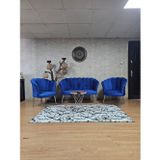 Papatya Çay Seti Koltuk Takımı Krom Sivriltme Ayak, Balkon, Salon, Ofis, Cafe Koltuk Takımı Mavi Renk Tek Ebat Beden