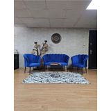 Papatya Çay Seti Koltuk Takımı Siyah Boyalı Sivriltme Ayak, Balkon, Salon, Ofis, Cafe Koltuk Takımı Mavi Renk Tek Ebat Beden