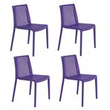 Papatya Cool Plastik Sandalye 4Lü Paket Mor - Bahçe Balkon Mutfak Sandalyesi