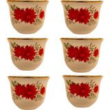 Papatya Desenli 6'lı Kırmızı Fincan Takımı, Şık ve Kullanışlı Set - Seçenek 1