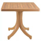 Papatya Diva Plastik Masa - 80X80 Kare Bahçe Balkon Masası -Teak & Ahşap Dekor