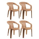 Papatya Elit Koltuk Teak 4Lü Paket - Plastik Bahçe Balkon Sandalyesi