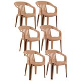 Papatya Elit Koltuk Teak 6Lı Paket - Plastik Bahçe Balkon Sandalyesi
