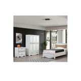 Papatya Genç Odası - 3 Kapılı Dolap, Bazalı Karyola, Şifonyer - 120X200, Beyaz