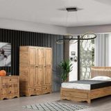 Papatya Genç Odası - 3kapılı Dolap, Bazalı Karyola, Şifonyer - 120x200