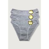 Papatya Kadın Bikini Külotu, 3'lü Paket, Gri, S/M Beden