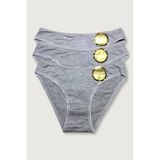 Papatya Kadın Bikini Külotu, 3'lü Paket, Gri, S/M Beden