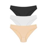 Papatya Kadın Bikini Külotu, 3'lü Paket, Siyah Beyaz Ten, M Beden