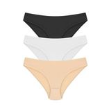 Papatya Kadın Bikini Külotu, 3'lü Paket, Siyah Beyaz Ten, S/M Beden