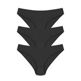 Papatya Kadın Bikini Külotu, 3'lü Paket,%100 Pamuk, Siyah, S/M Beden
