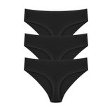 Papatya Kadın Siyah Lazer Kesim Yüksek Bel Slip Külot, 3'lü Paket, S/M Beden PPTY3708