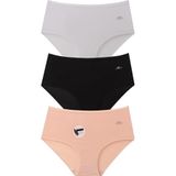 Papatya Kadın Yüksek Bel Logolu Modal Basic Külot, 3'lü Paket, Siyah Beyaz Ten, XL