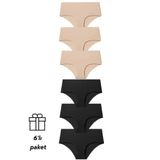 Papatya Kadın Yüksek Bel Toparlayıcı Külot, Lazer Kesim, 6'lı Paket, Siyah, L/XL Pidora-300