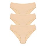 Papatya Kadın%100 Pamuk Yüksek Lazer Kesim Slip Külot, 3'lü Paket, Ten, L/XL PPTY0234