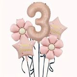 Papatya Karamel Happy Birthday 3 Yaş Folyo Balon Set