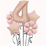 Papatya Karamel Happy Birthday 4 Yaş Folyo Balon Set