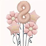 Papatya Karamel Happy Birthday 8 Yaş Folyo Balon Set
