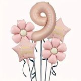 Papatya Karamel Happy Birthday 9 Yaş Folyo Balon Set