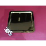 Papatya Kare Tepsi Altın Renk Metal 22X22CM Çiçek Figürlü Misafirlik Hediyelik Dekoratif 1 Adet