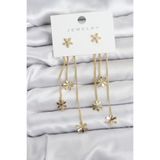 Papatya Model Gold Renk Pirinç Sallantılı Kadın Küpe