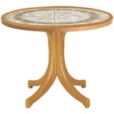 Papatya Pera Masa Plastik Bahçe Masası Teak Taş Desenli Yuvarlak 90 cm - Renkli