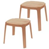 Papatya Royal Plastik Sehpa Teak 2Li Paket - İstiflenebilir, Uv Korumalı