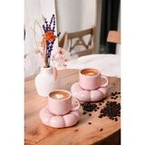 Papatya Şekilli Seramik Pembe Kahve Fincan Takımı 2'li, 95 ml - Seçenek 1