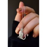 Papatya Silver 925 Ayar Antik ve Etnik Desenli Vintage Kedi Kadın Gümüş Kolye