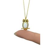 Papatya Silver 925 Ayar Gold Kaplama Beyaz Opal Taşlı Baykuş Kadın Gümüş Kolye